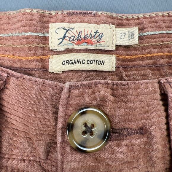 Faherty Brown Corduroy Pants Women 27 Relaxed Wide Leg Patch Pocket Casual - Picture 10 of 10